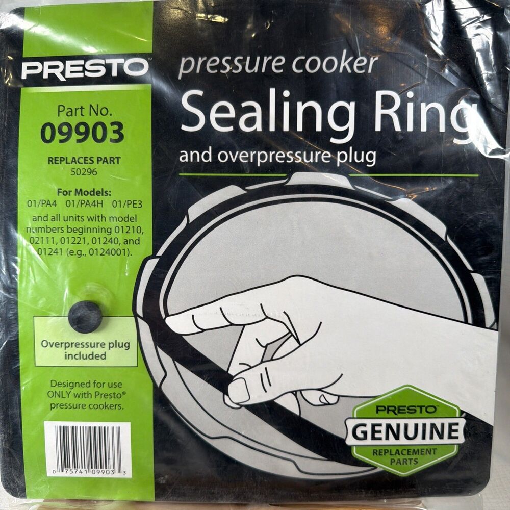 Presto 09903 Pressure Cooker Sealing Ring Gasket Overpressure Plug Genuine NIP